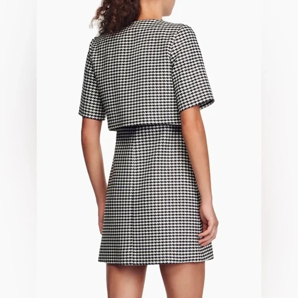 Sandro Short Houndstooth Tweed Dress Size 38 US 6 MSRP: $445 Excellent Condition - Picture 13 of 16